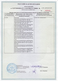 Сертификат соответствия на выпускаемую продукцию «Редукторы общемашиностроительного применения» (четыре листа)